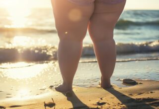 foto di una donna con lipedema al mare