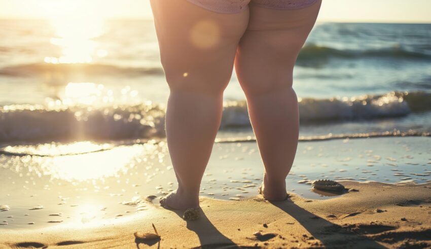 foto di una donna con lipedema al mare